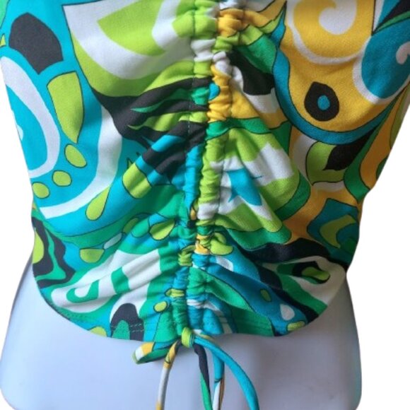 ZARA Long Sleeve Printed Faux Wrap Stretch Top Size Small NEW NWT - Picture 3 of 5